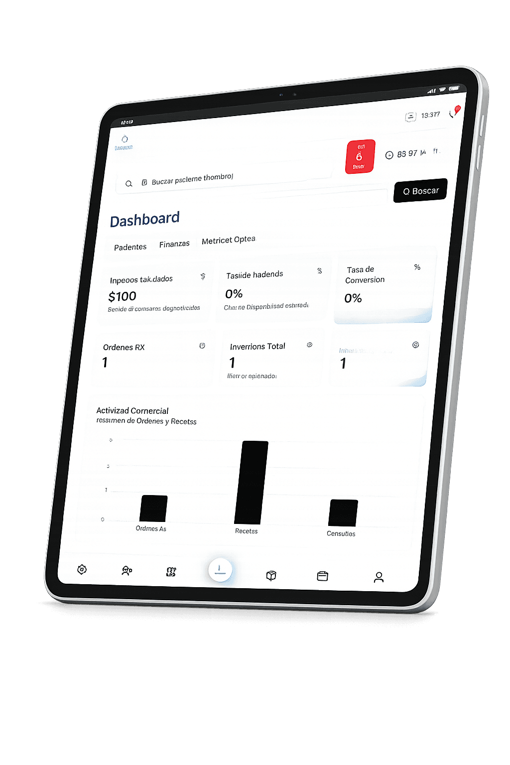 OpticSave tablet Dashboard